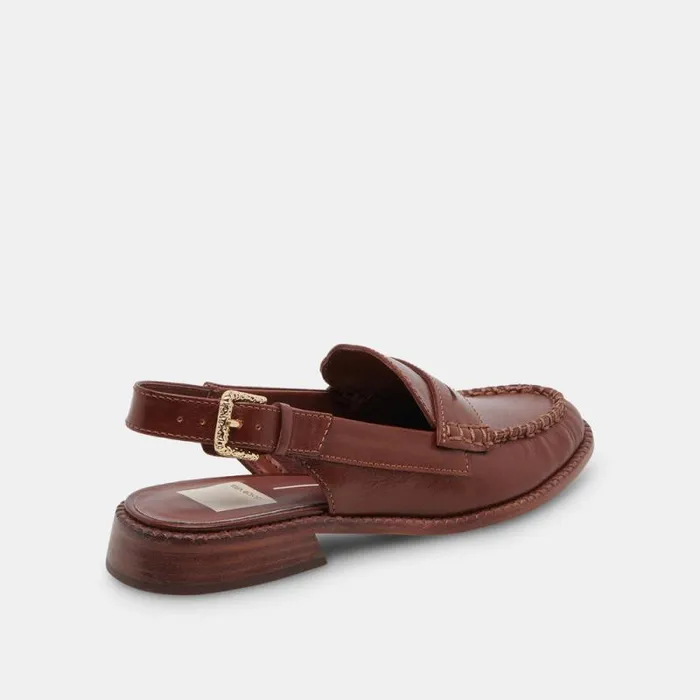 Dolce Vita Hardi Loafers Brown Crinkle Patent Women Flats and Loafers