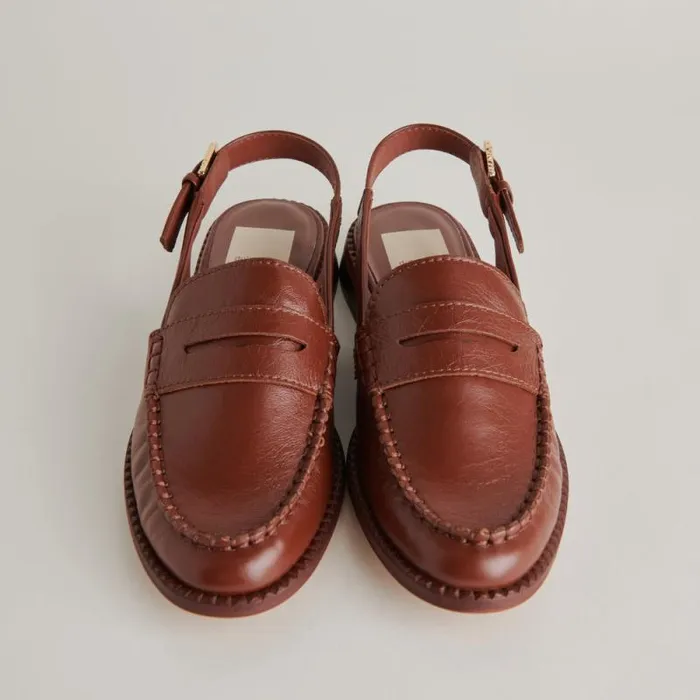 Dolce Vita Hardi Loafers Brown Crinkle Patent Women Flats and Loafers