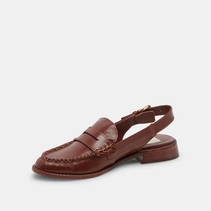 Dolce Vita Hardi Loafers Brown Crinkle Patent Women Flats and Loafers