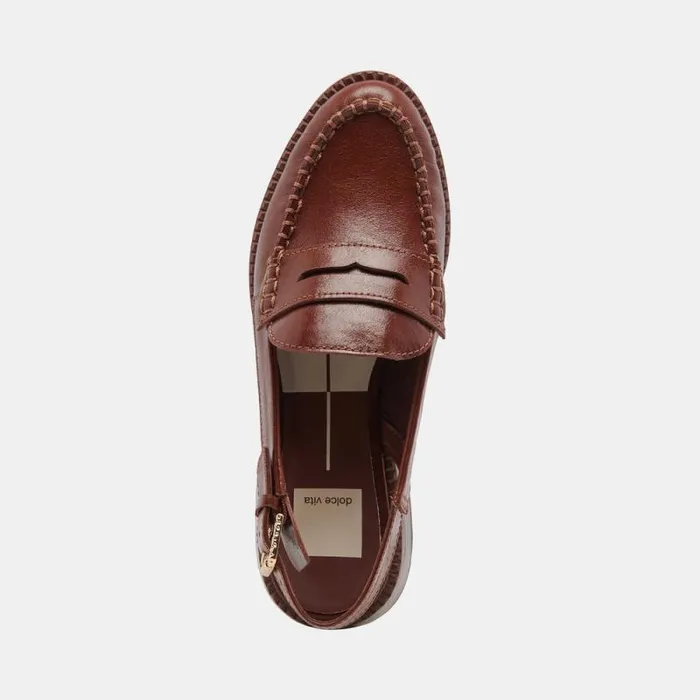 Dolce Vita Hardi Loafers Brown Crinkle Patent Women Flats and Loafers
