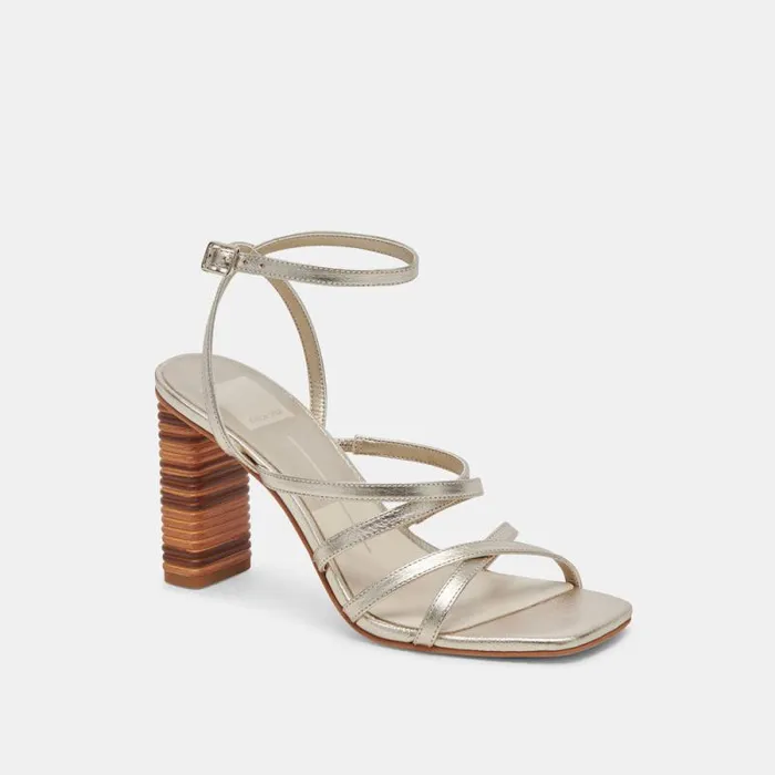 Dolce Vita Jenko Heels Platinum Metallic Leather Women Heels