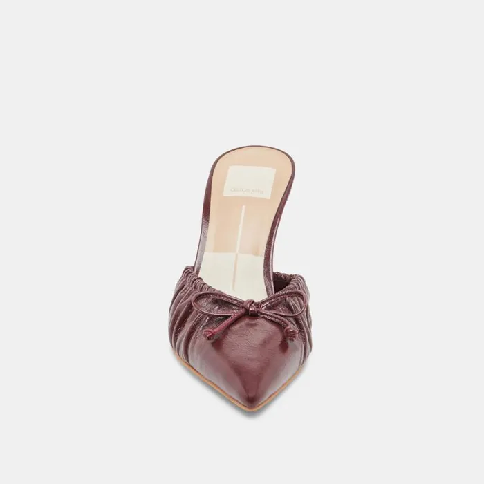 Dolce Vita Kairi Heels Cranberry Crinkle Patent Women Mules and Clogs