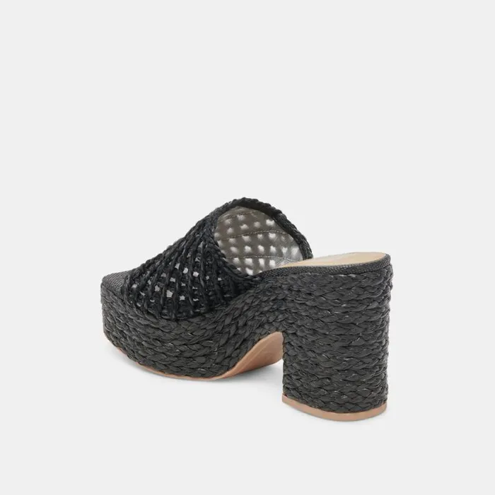 Dolce Vita Lisha Heels Onyx Raffia Women Sandals