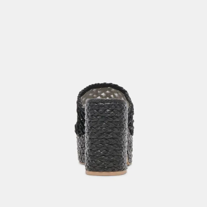 Dolce Vita Lisha Heels Onyx Raffia Women Sandals