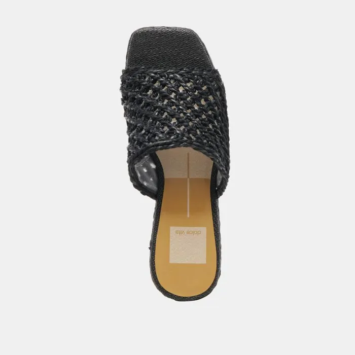 Dolce Vita Lisha Heels Onyx Raffia Women Sandals