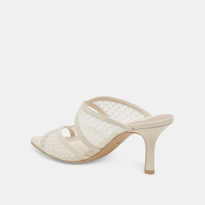 Dolce Vita Mandel Pearl Heels Ivory Mesh Women Heels
