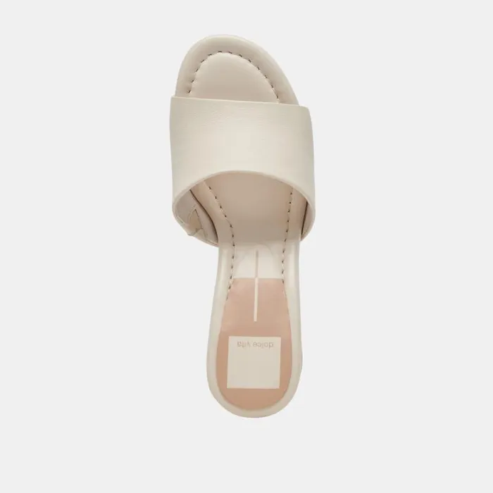 Dolce Vita Minny Dress Wide Heels Ivory Leather Women Sandals