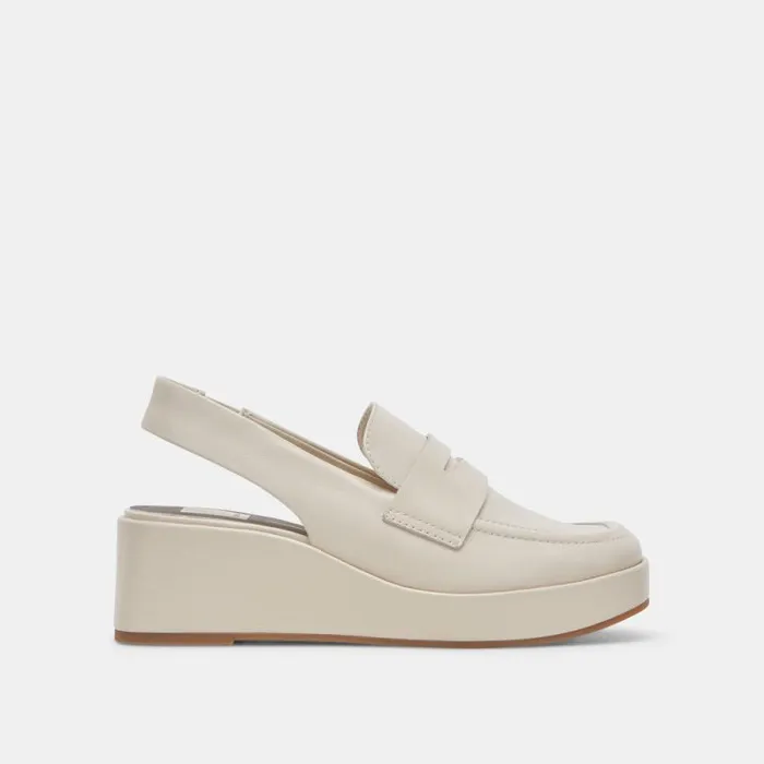 Dolce Vita Nada Loafers Ivory Crinkle Patent Women Flats and Loafers