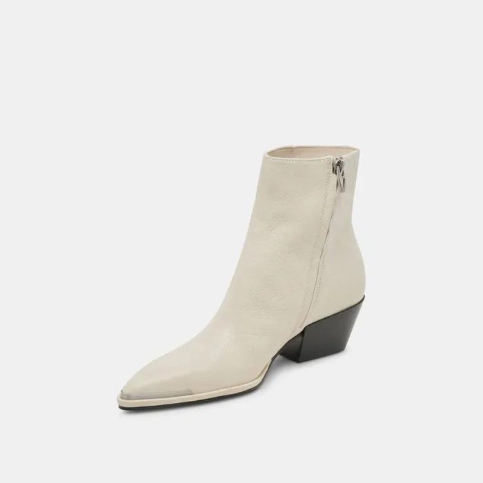Dolce Vita Nonah Booties Ivory Leather Women Boots and Booties