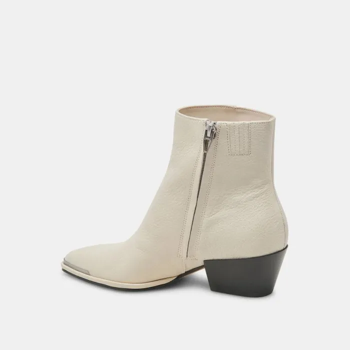 Dolce Vita Nonah Booties Ivory Leather Women Boots and Booties
