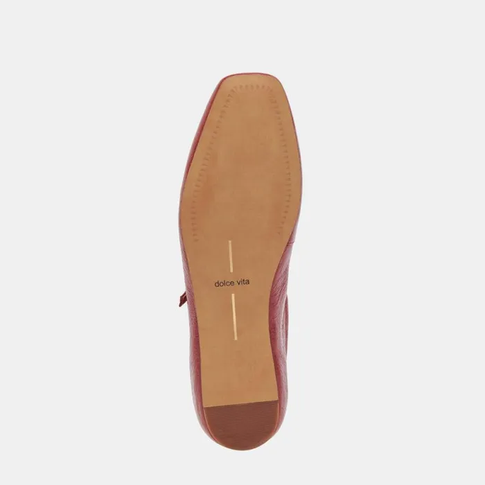 Dolce Vita Reyes Ballet Flats Red Crinkle Patent Women Flats and Loafers