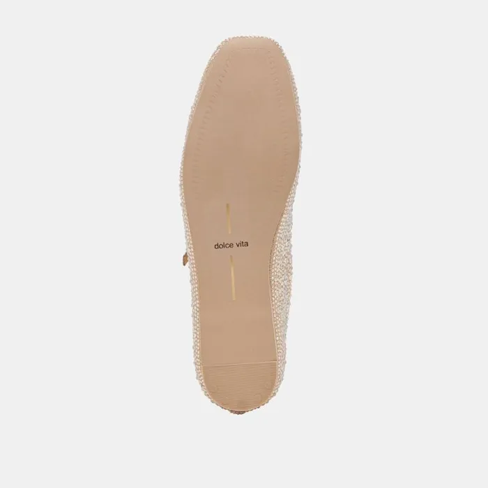Dolce Vita Reyes Crystal Ballet Flats Light Gold Crystal Women Flats and Loafers