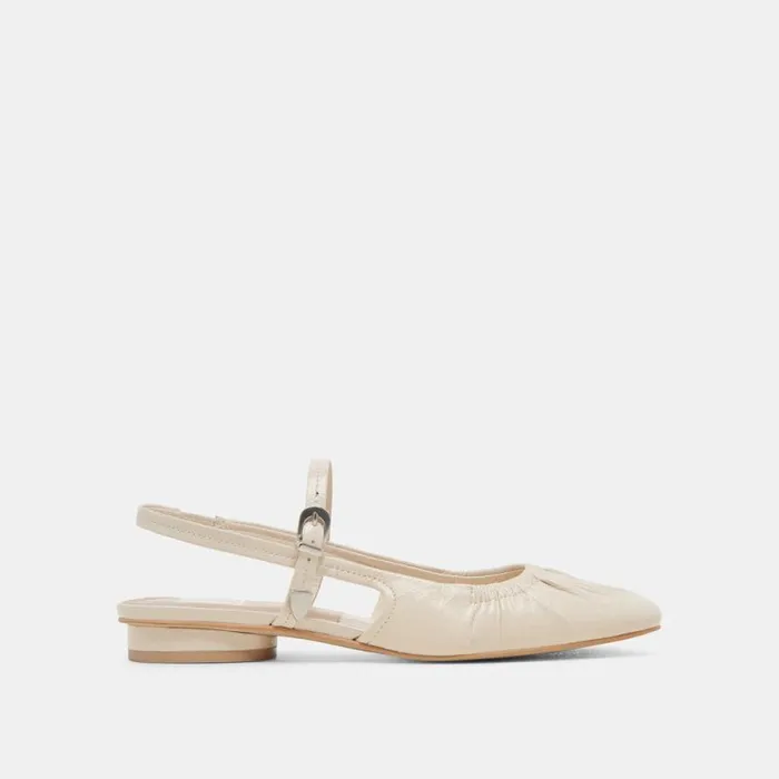 Dolce Vita Rianne Flats Ivory Crinkle Patent Women Flats and Loafers