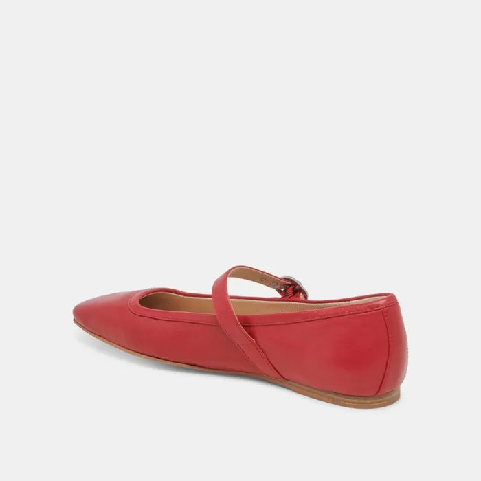 Dolce Vita Rodni Ballet Flats Red Leather Women Flats and Loafers