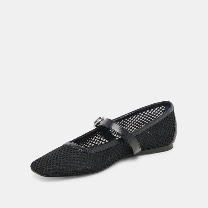 Dolce Vita Rodni Mesh Ballet Flats Black Woven Mesh Women Flats and Loafers