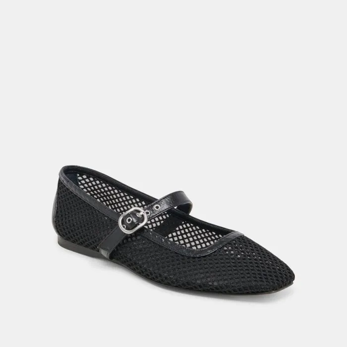 Dolce Vita Rodni Mesh Ballet Flats Black Woven Mesh Women Flats and Loafers