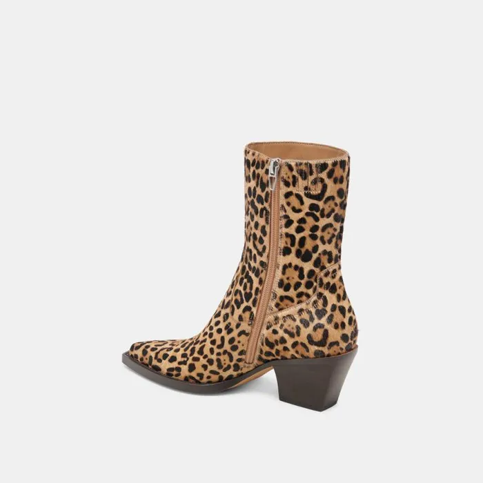 Dolce Vita Rutger Boots Leopard Calf Hair Women Boots and Booties