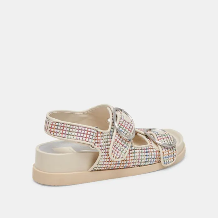 Dolce Vita Starla Pride Sandals White Multi Raffia Women Sandals