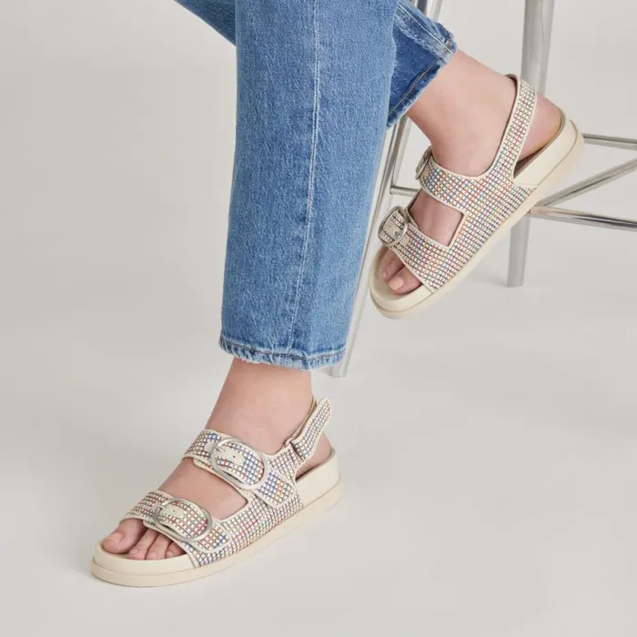 Dolce Vita Starla Pride Sandals White Multi Raffia Women Sandals