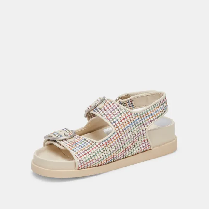 Dolce Vita Starla Pride Sandals White Multi Raffia Women Sandals
