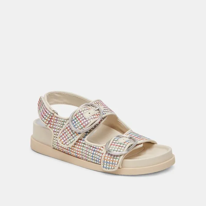 Dolce Vita Starla Pride Sandals White Multi Raffia Women Sandals