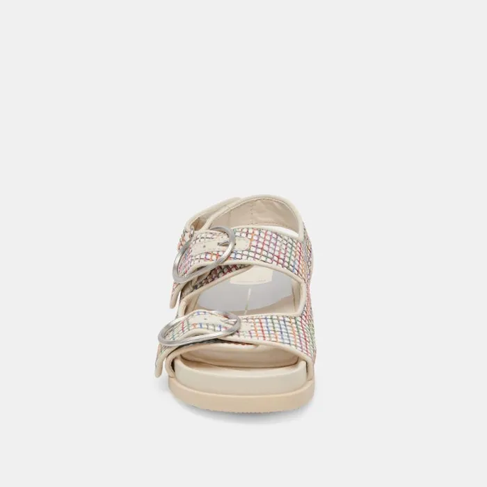 Dolce Vita Starla Pride Sandals White Multi Raffia Women Sandals