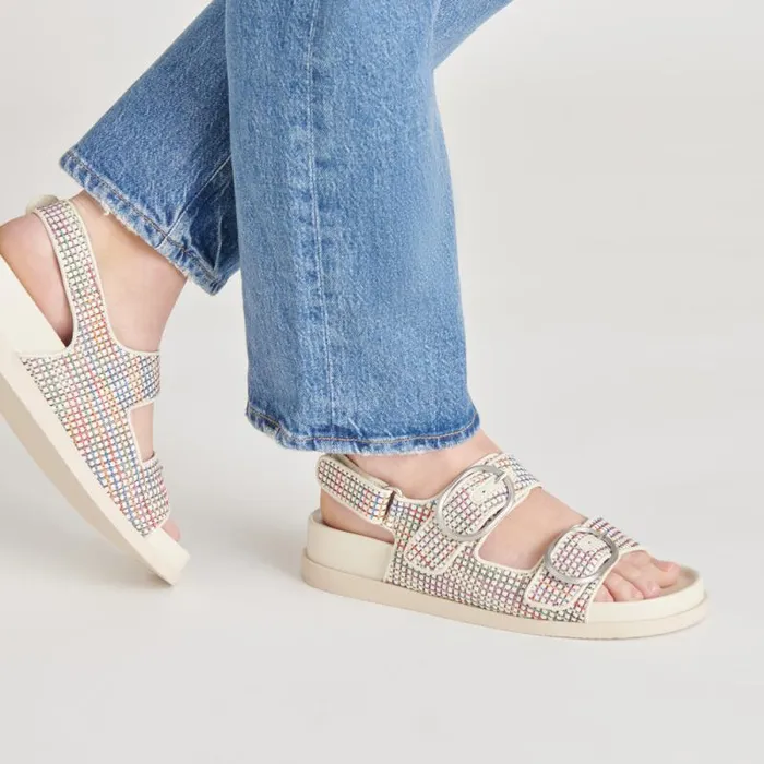 Dolce Vita Starla Pride Sandals White Multi Raffia Women Sandals