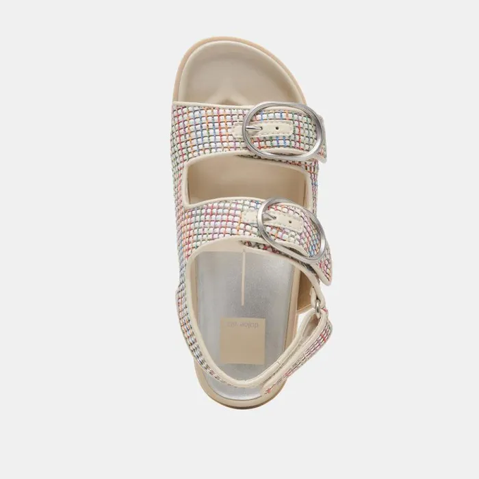 Dolce Vita Starla Pride Sandals White Multi Raffia Women Sandals