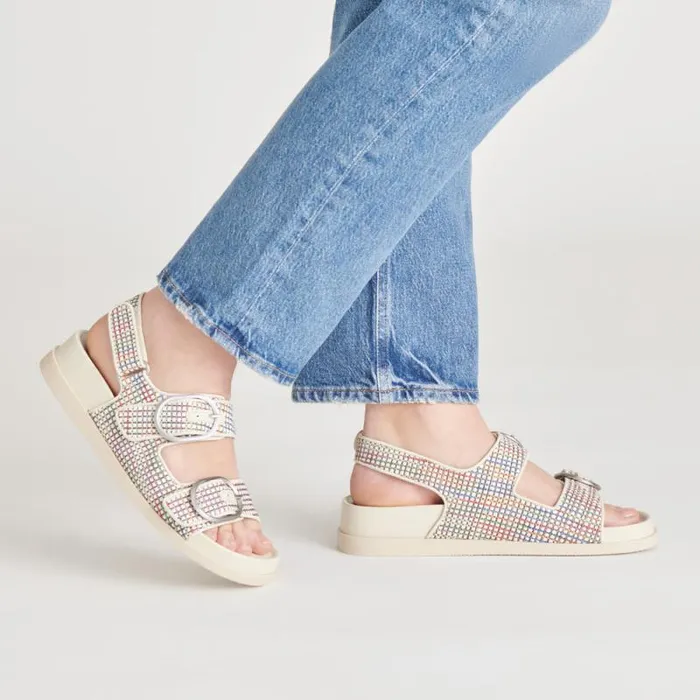Dolce Vita Starla Pride Sandals White Multi Raffia Women Sandals