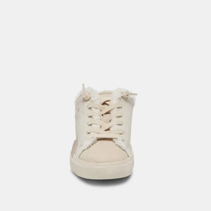 Dolce Vita Zantel Sneakers Off White Crackled Leather Women Mules and Clogs