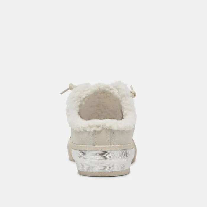 Dolce Vita Zantel Sneakers Off White Crackled Leather Women Mules and Clogs