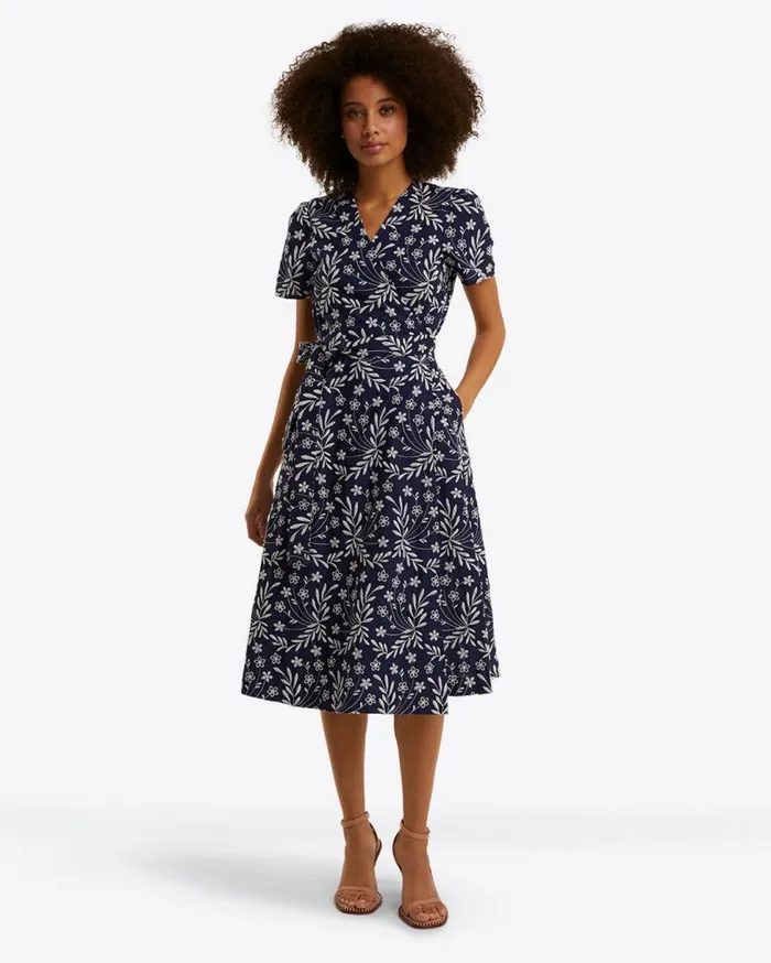 Draper James Dresses Women Rhonda Flutter Sleeve Wrap Dress In Embroidered Floral