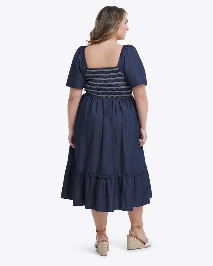 Draper James Extended Sizes Women Deana Smocked Dress In Dark Wash