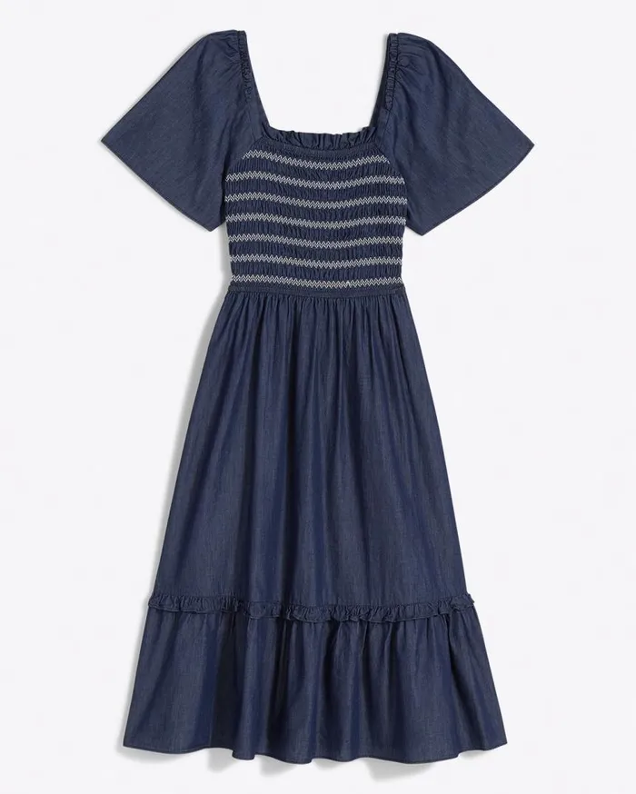 Draper James Extended Sizes Women Deana Smocked Dress In Dark Wash