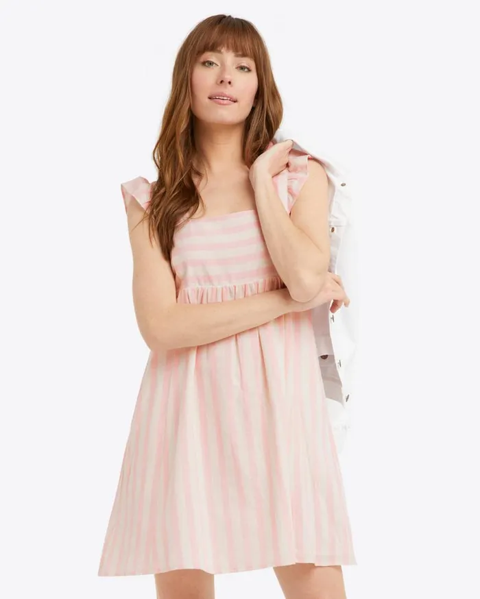 Draper James Extended Sizes Women Maddie Babydoll Dress In Pink Cabana Stripe