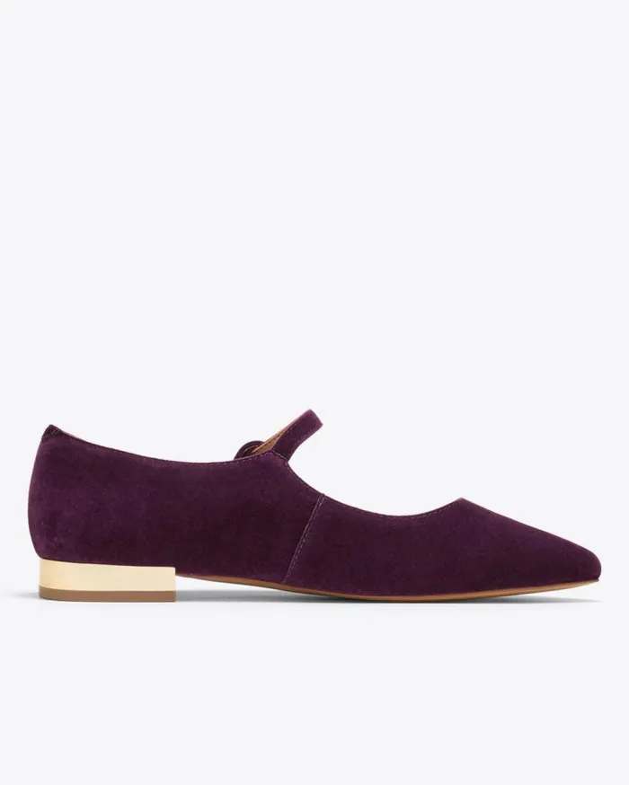 Draper James Shoes Women Adeline Mary Jane Flats In Plum Velvet