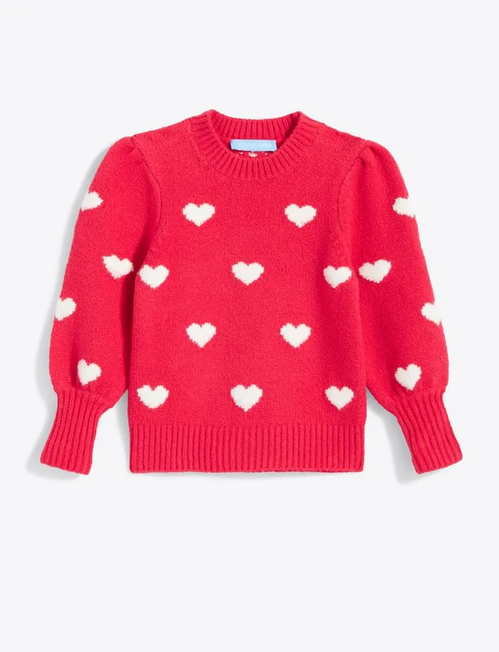 Draper James Sweaters Women Kids Puff Sleeve Heart Sweater In Red