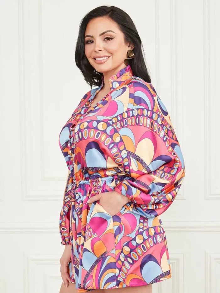 Dresses Women Marciano Vivienne Printed Romper Tulum Print Dresses Women Marciano Vivienne Printed Romper Tulum Print