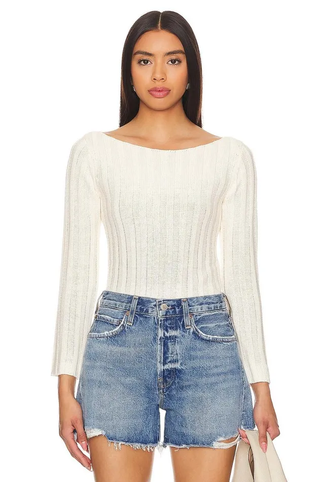 Dropped Needle Long Sleeve Ivory Women Lovers and Friends Sweaters and Knits
