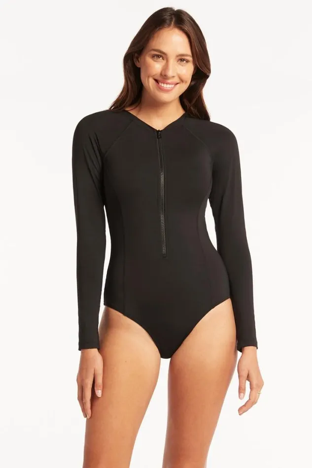 Eco Essentials Long Sleeve One Piece Eco Essentials Black Women Sea Level One Pieces