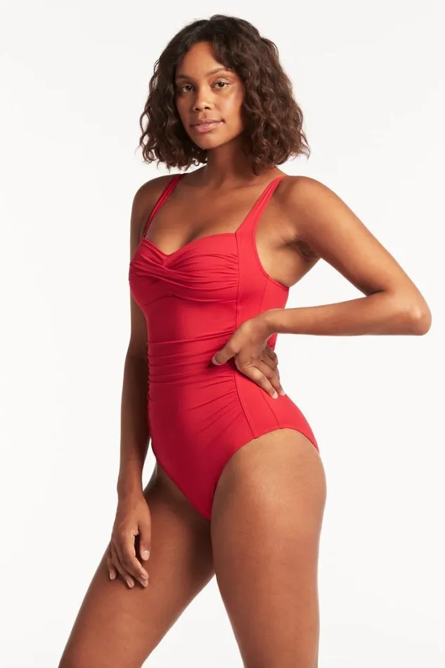 Eco Essentials Twist Front One Piece Eco Essentials Red Women Sea Level One Pieces