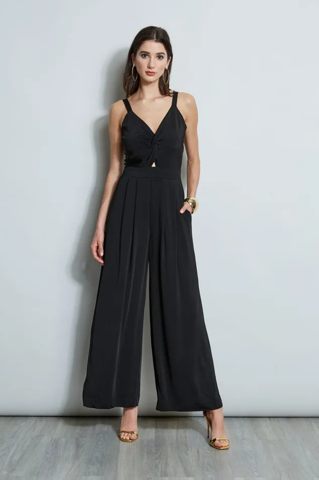 Elie Tahari Dresses and Jumpsuits Wide Leg Twist Jumpsuit Noir 8211 Women