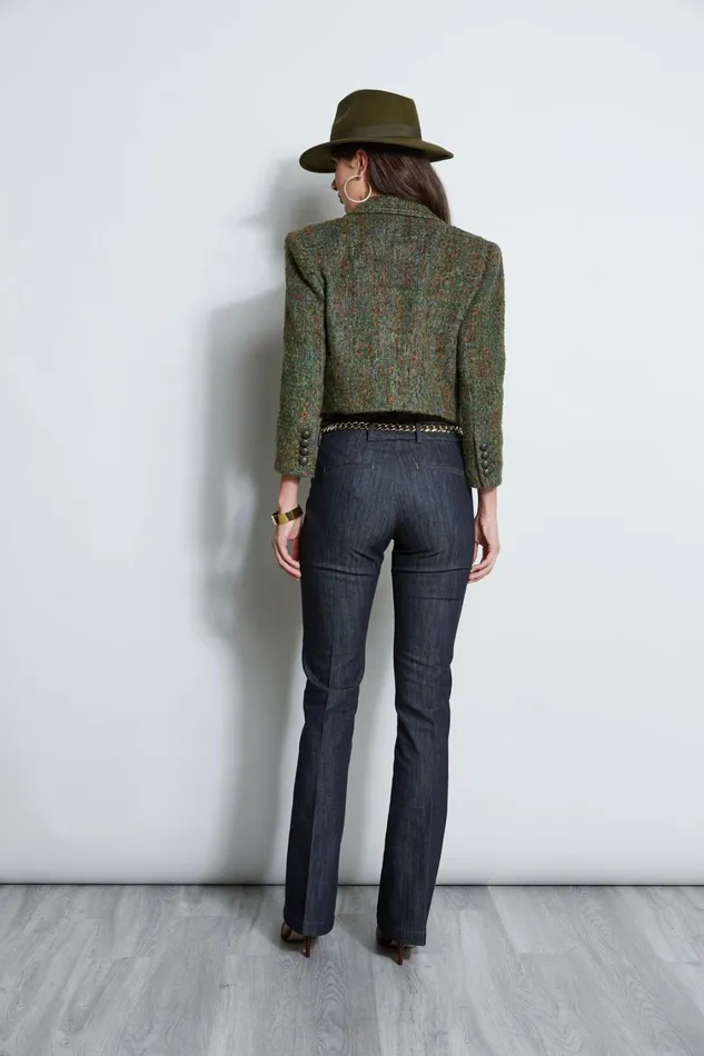 Elie Tahari Jackets and Blazers Boucle Tweed Cropped Jacket Olive Multi 8211 Women