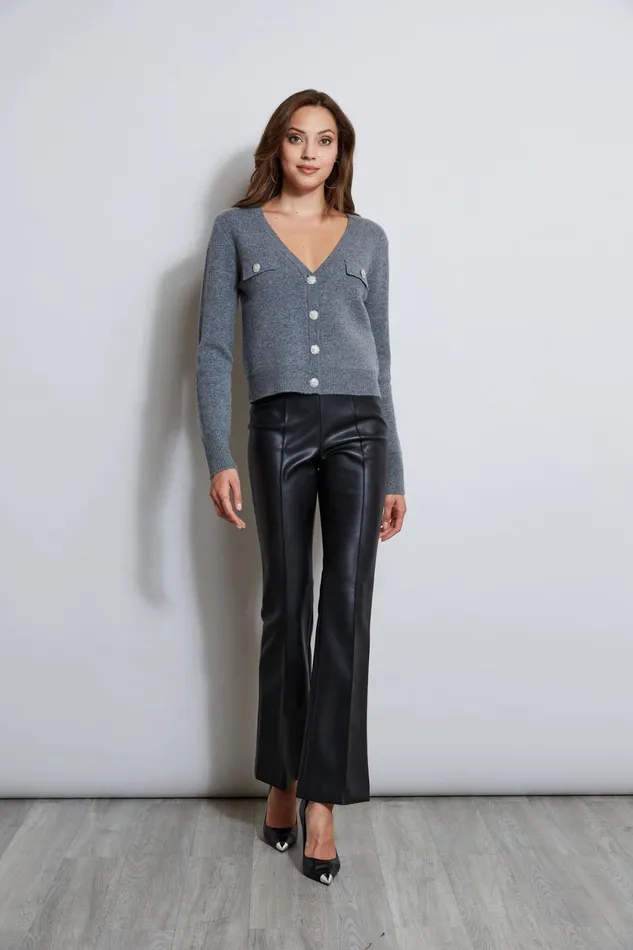 Elie Tahari Knits and Sweaters Jewel Button Cardigan Grey Melange 8211 Women