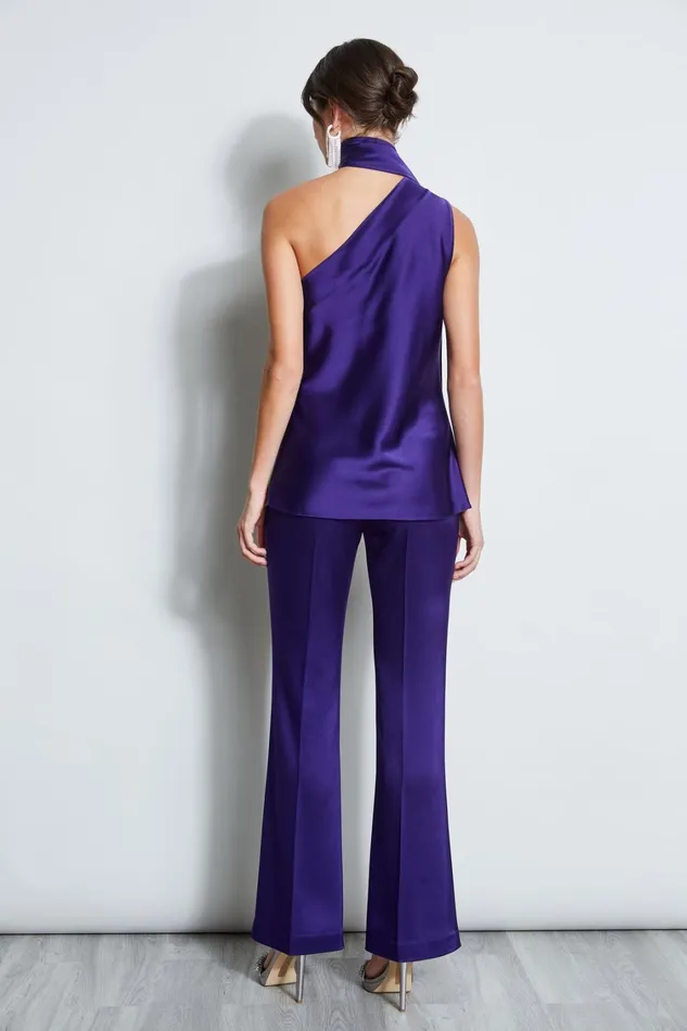 Elie Tahari Tops Satin One Shoulder Scarf Top Winter Plum 8211 Women