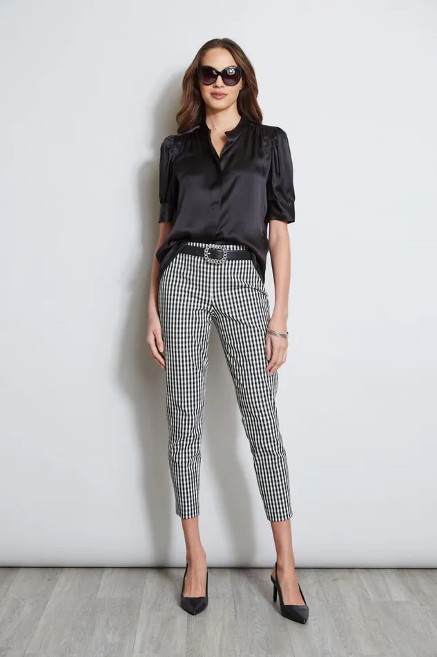 Elie Tahari Tops Silk Satin Ruched Sleeve Shirt Black 8211 Women