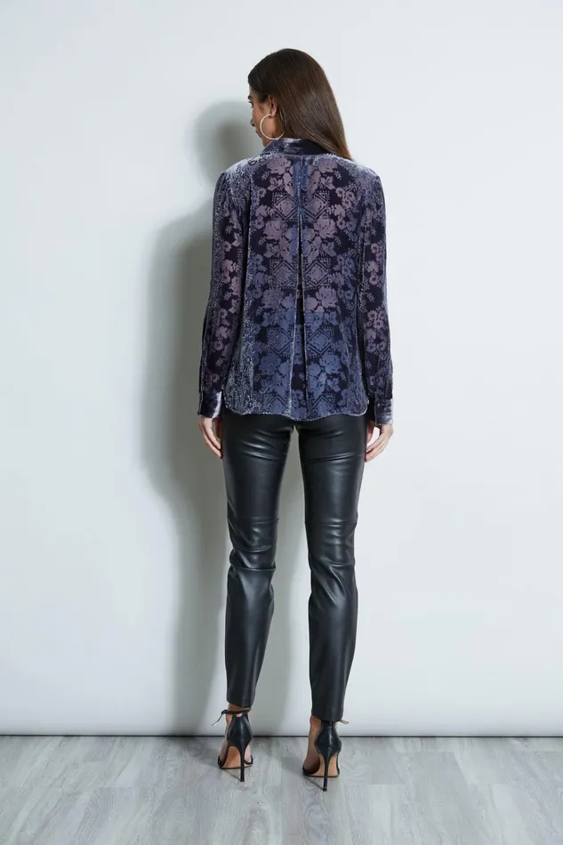 Elie Tahari Tops Tapestry Velvet Burnout Shirt Slate Blue 8211 Women