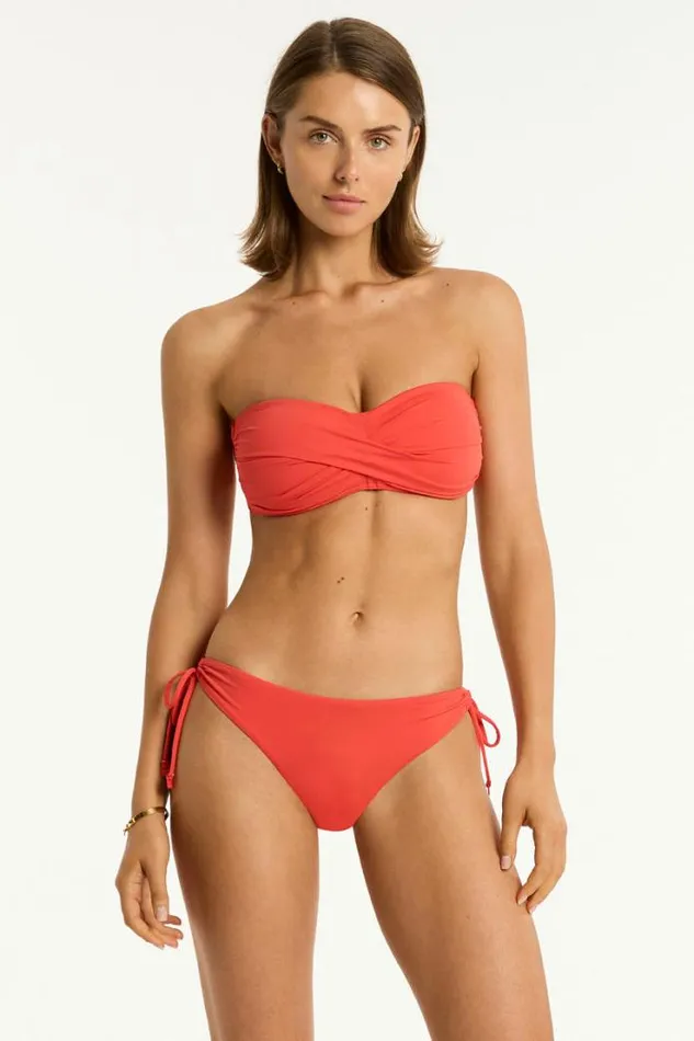 Essentials Edit Tie Side Cheeky Pant Eco Essentials Flame Women Sea Level Bottoms