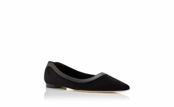 Flats Women Manolo Blahnik DALINAFLATBlack Suede Scalloped Detail Flat Pumps Flats Women Manolo Blahnik DALINAFLATBlack Suede Scalloped Detail Flat Pumps