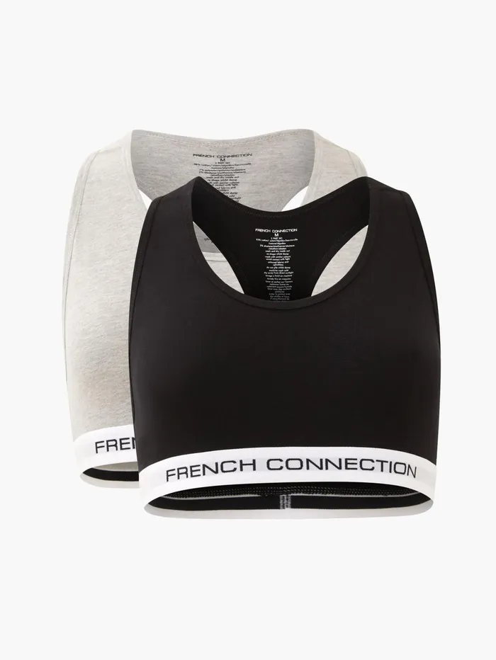 French Connection 2 Pack French Connection Crop Tops Logo BlackGrey Woman Underwear and Socks